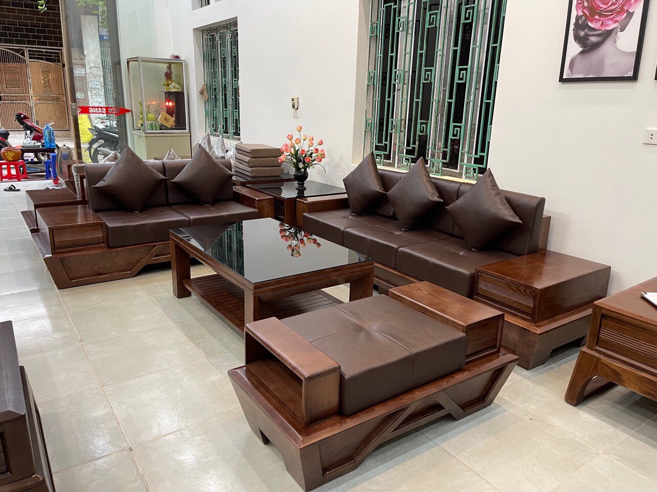 Sofa thuyền Gỗ sồi 3m2x2m3